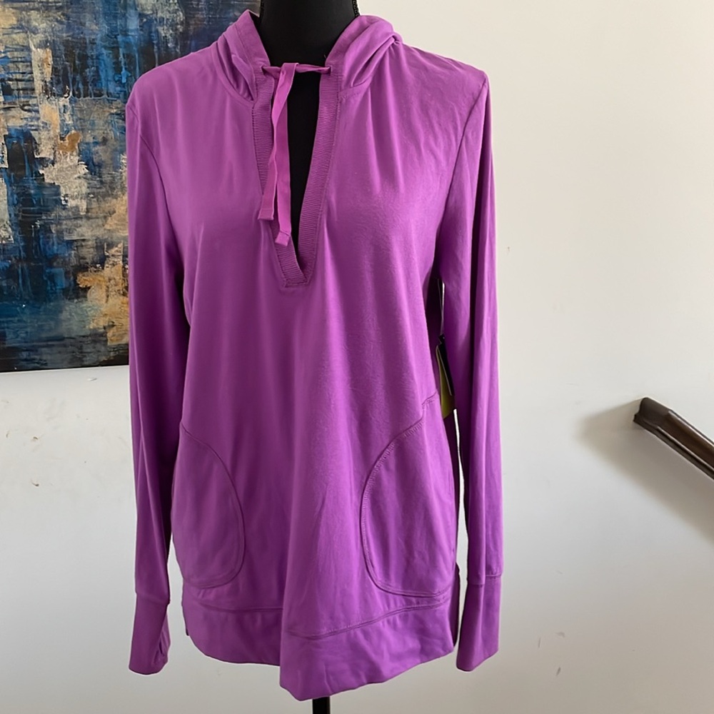 TEK GEAR DryTek Hoodie Sweat Shirt SizeL Berry Color Athletic Sporty Relaxed Fit - Picture 6 of 9